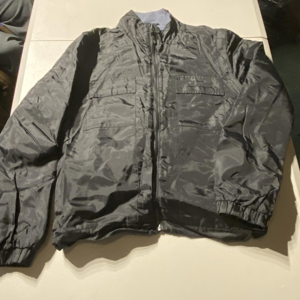 Calvin Klein Men's Large L Black Nylon Jacket Windbreaker Zip Off Sleeves EUC
